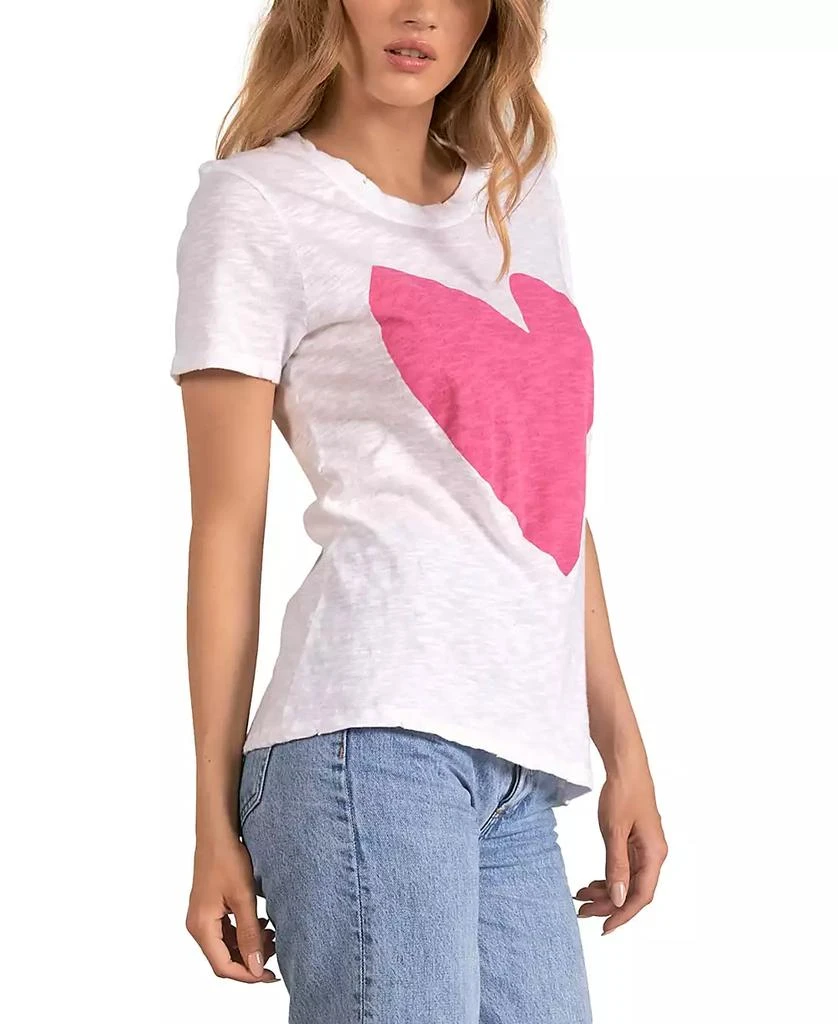 Elan Women's Cotton Graphic Heart Short-Sleeve T-Shirt 3