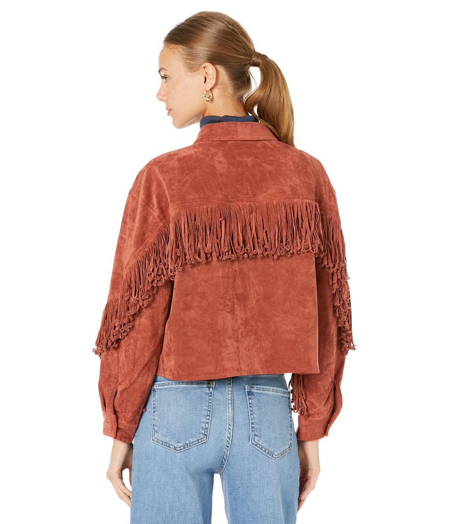 Blank NYC Faux Suede Fringe Shirt Jacket in Bounce Back