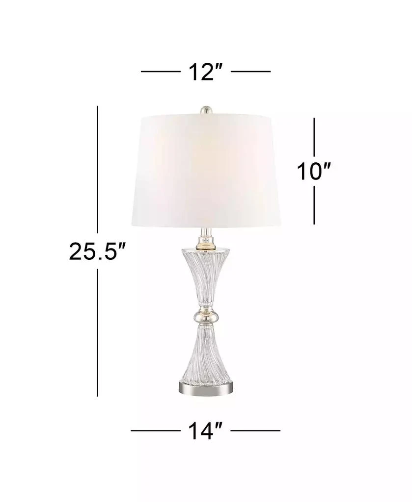 Regency Hill Luca Modern Table Lamps 25 1/2" High Set of 2 Twisted Glass with USB Charging Port White Drum Shade for Bedroom Living Room Office Desk 8
