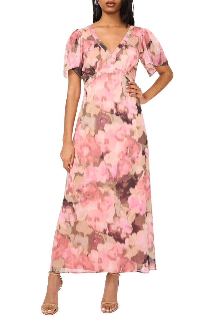 Halogen Floral Flutter Sleeve Empire Waist Maxi Dress