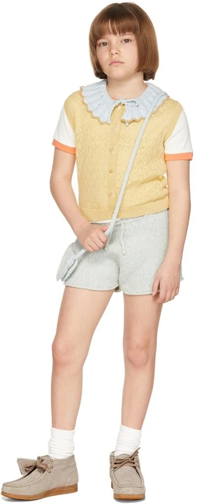 Misha & Puff Kids Blue & Off-White Cottonseed Shorts 1