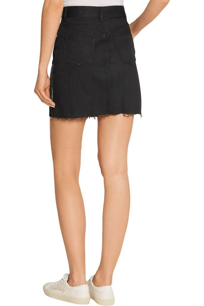 Yves Saint Laurent Fringed studded denim mini skirt 4