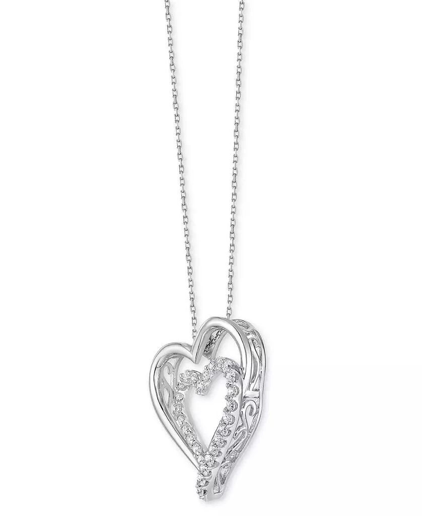 Macy
s Diamond Double Heart 18" Pendant Necklace (1/2 ct. t.w.) in Sterling Silver 3