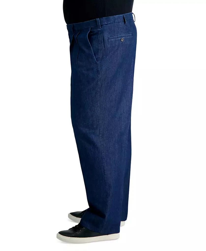 Haggar Men's Big & Tall Stretch Denim Classic-Fit Pleated Pants 4