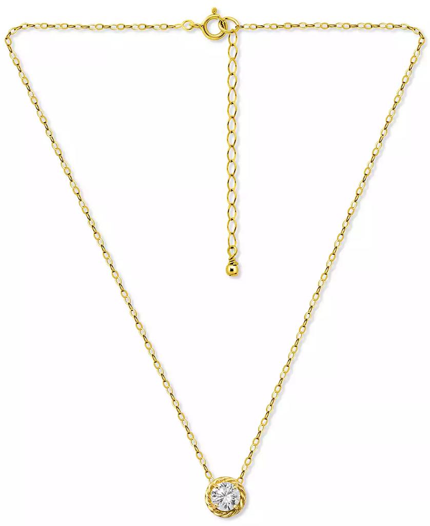 Giani Bernini (1 1/4 cttw) 6MM Round Cubic Zirconia with Polished Rope Style Border Necklace. 16" + 2" Extender. 18KT Gold over Sterling Silver. Created