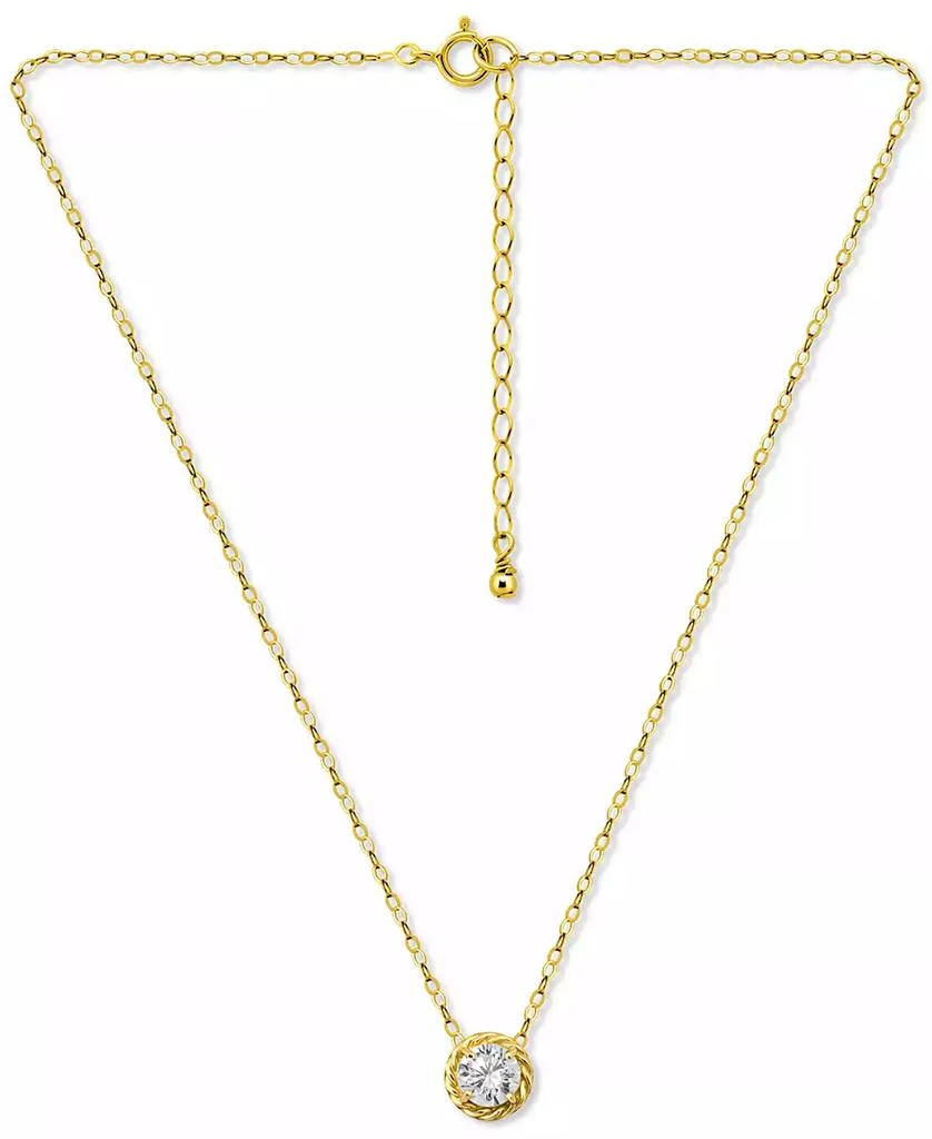 Giani Bernini (1 1/4 cttw) 6MM Round Cubic Zirconia with Polished Rope Style Border Necklace. 16" + 2" Extender. 18KT Gold over Sterling Silver. Created 1