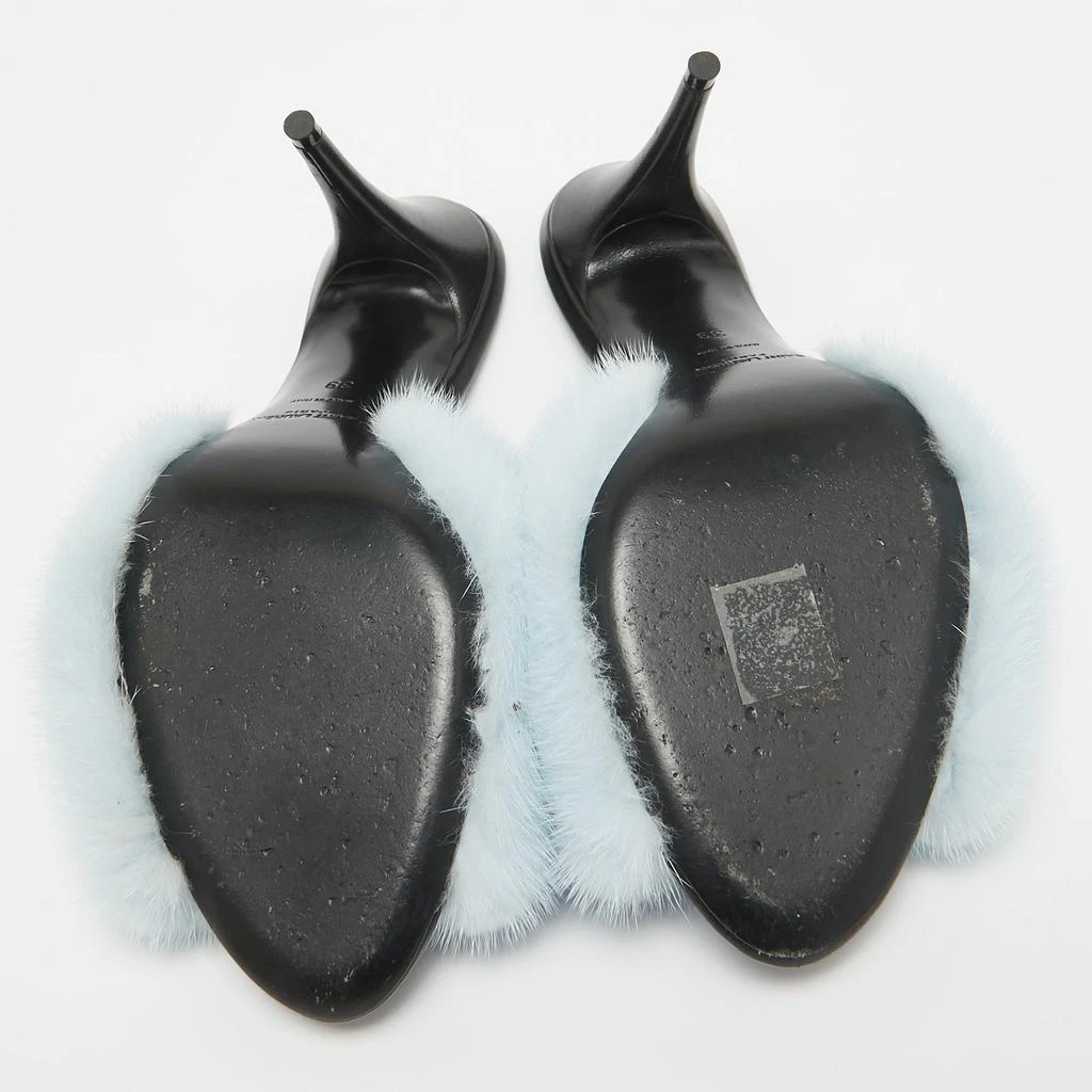 Yves Saint Laurent Saint Laurent Blue Mink Fur Roy Slide Sandals Size 39 6