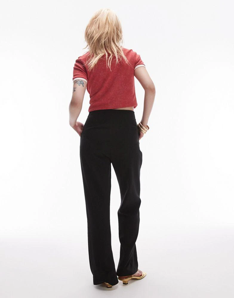 Topshop Petite Topshop Petite basic split trouser in black 3