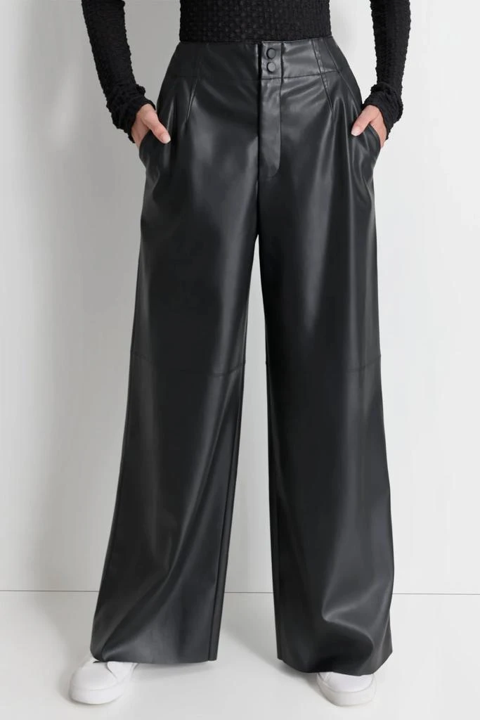 DKNY FAUX LEATHER WIDE LEG PANT 1