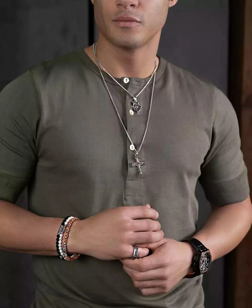 Bulova Marc Anthony Men
s Onyx 
Lion Beaded Bracelet in Sterling Silver-Plate, BVB1161-WSBKOX 4