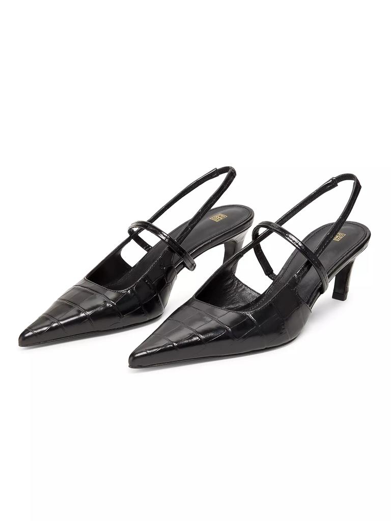 Toteme Sharp 50MM Croc-Effect Leather Slingback Pumps