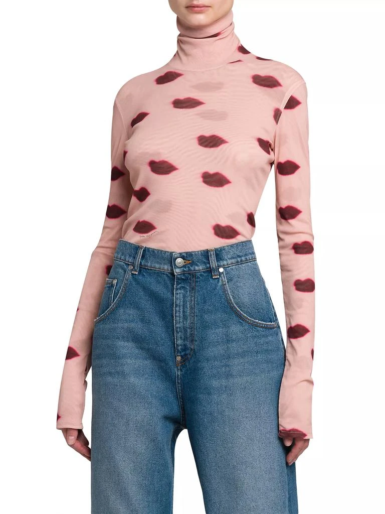 Stella McCartney Lips Mesh Turtleneck Top 3