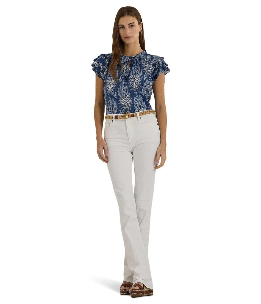 Ralph Lauren Floral Linen-Blend Jersey Tie-Neck Top 4