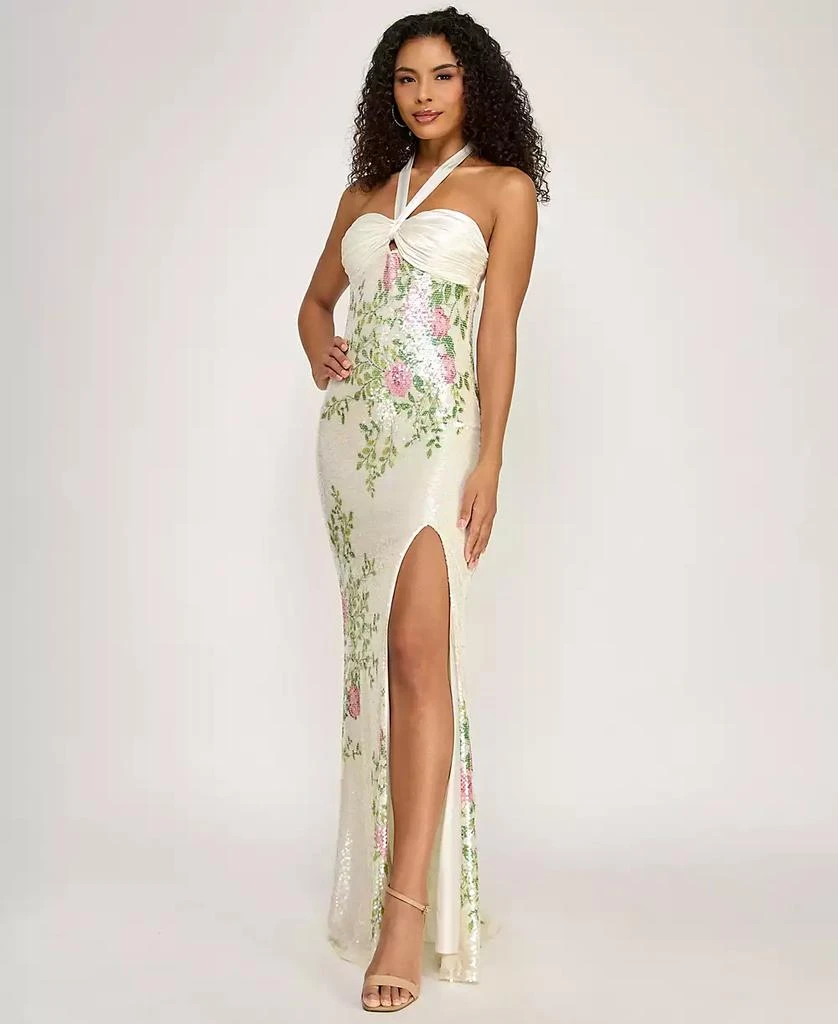 maxi dress juniors INSPIRED HEARTS Juniors Sleeveless Side Slit Linen Maxi Dress in Taupe, Medium