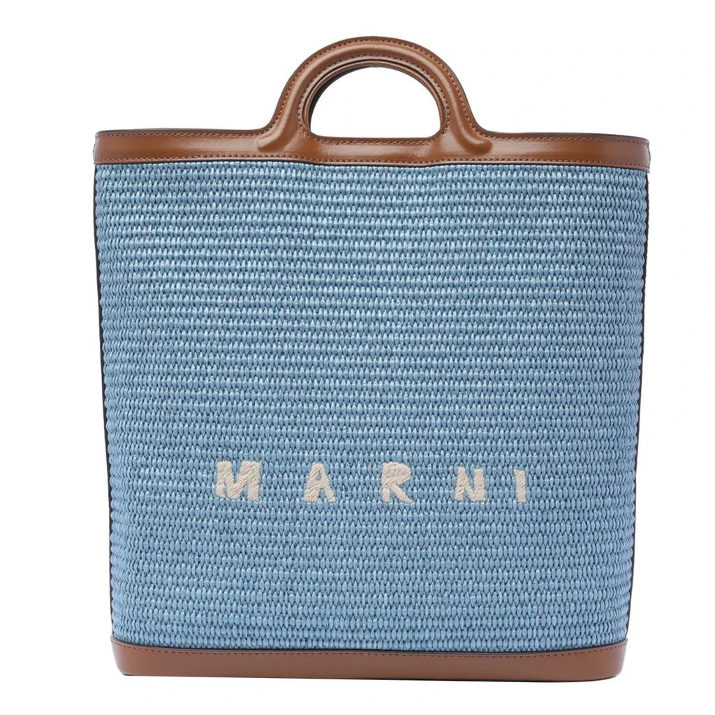 Marni Marni Tropicalia Logo Embroidered Raffia Tote Bag 1