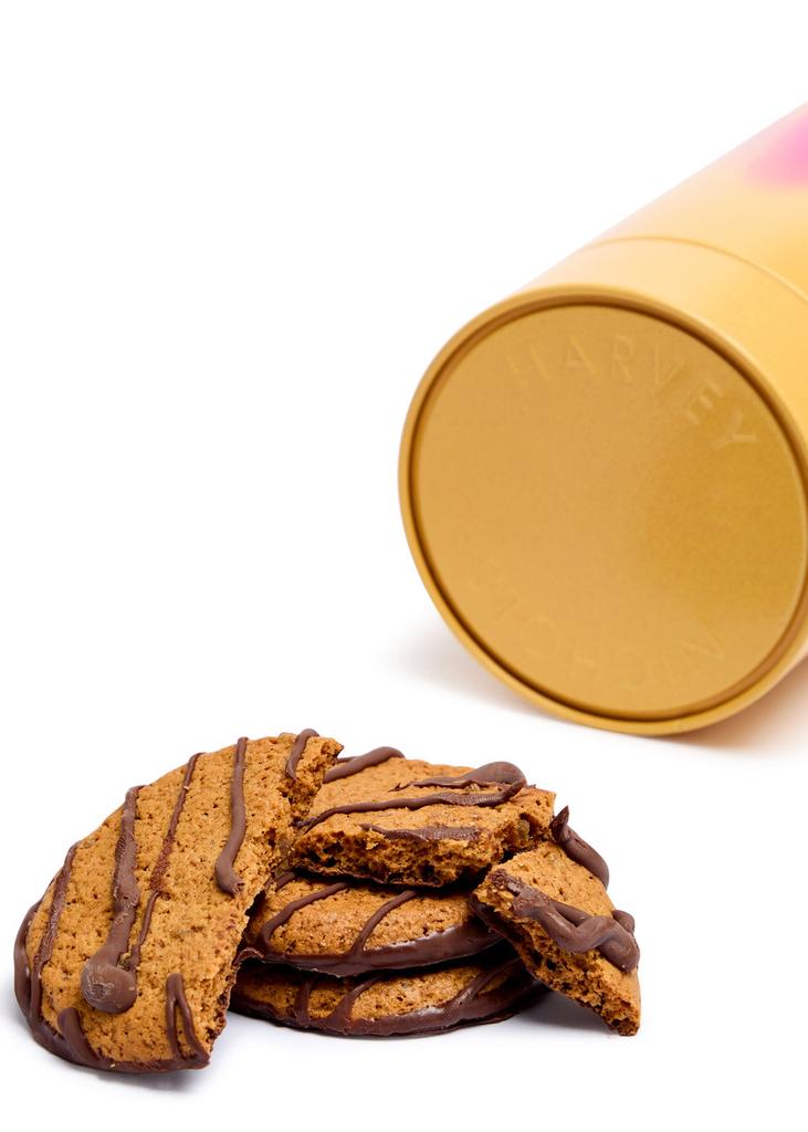 Harvey Nichols Chocolate Drizzled Ginger & Spice Biscuits in Printed Tin 225g