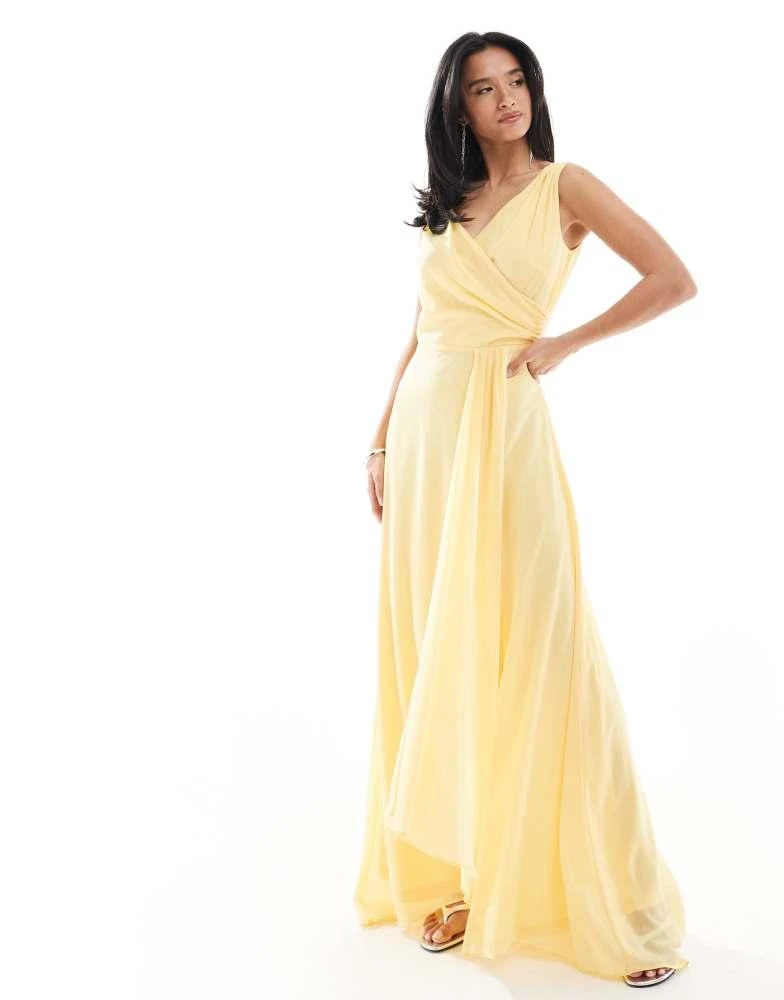 lemon chiffon bridesmaid dresses Balloon Sleeve Chiffon Bridesmaid Dress main image 0