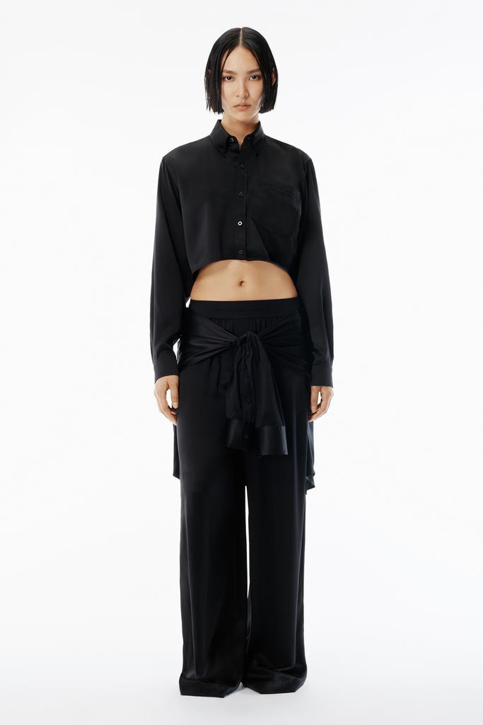 Alexander Wang Black Silk Charmeuse Pre-Styled Boxer Pant