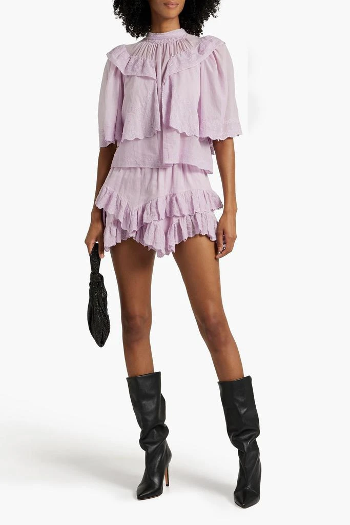 MARANT ÉTOILE Laeti ruffled broderie anglaise-trimmed cotton-gauze top 2