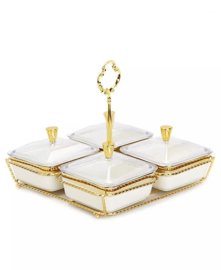 Classic Touch 4-Piece Bowl Relish Dish on Base Set