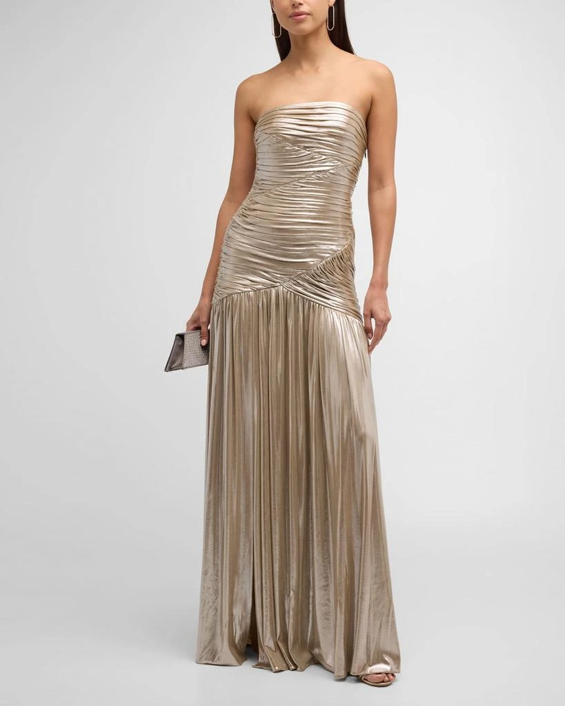 retrofête Josie Strapless Lamé Slit Gown 3