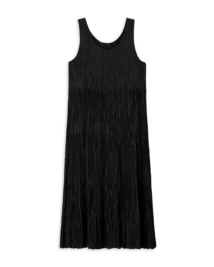 Eileen Fisher Crinkle Silk Tiered Midi Dress 5