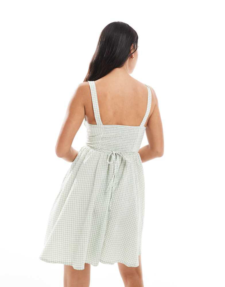 New Look New Look gingham mini dress in green