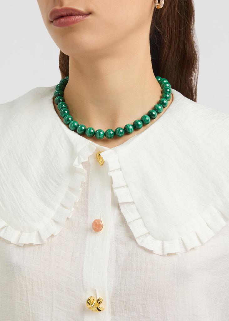 Timeless Pearly Malachite 24kt gold-plated necklace
