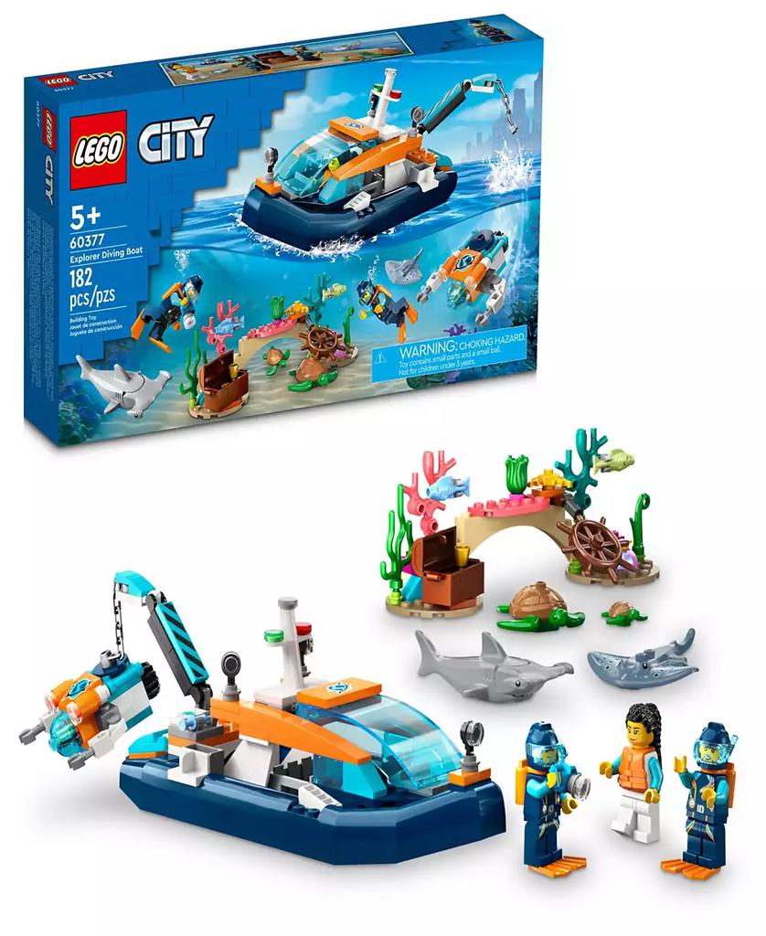 LEGO City 60377 Exploration Explorer Diving Boat & Minifigure Toy Building Set