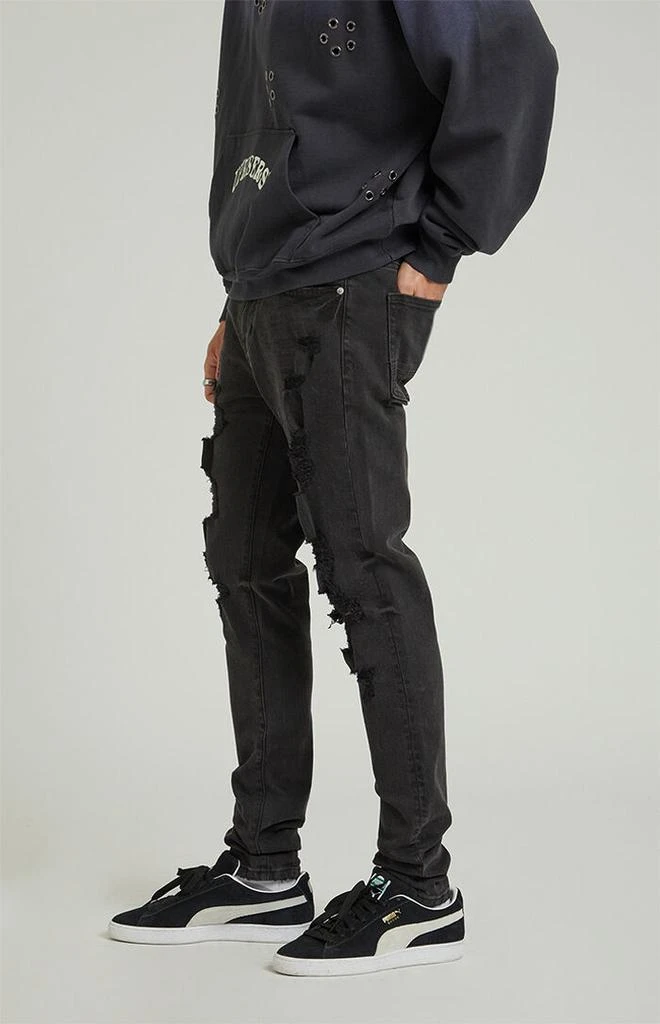 PacSun Stacked Skinny Black Destroyed Jeans 3