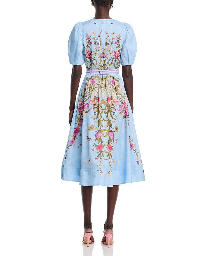Teri Jon Silk Linen Floral Puff Sleeve Dress 4