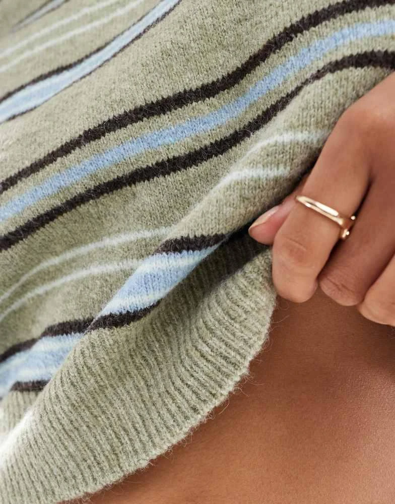 PacSun Pacsun iris round neck striped cropped jumper in multi 2