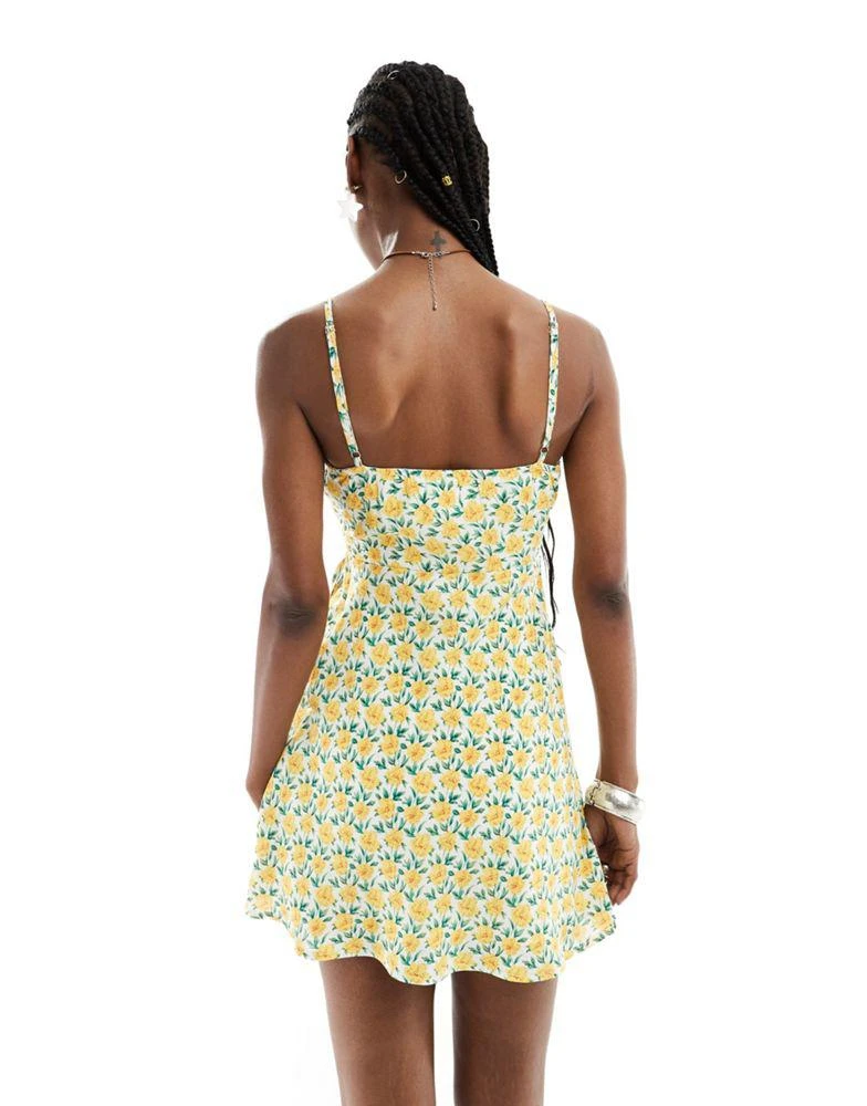 Kiss The Sky Kiss The Sky ruched slip mini dress in yellow floral 4