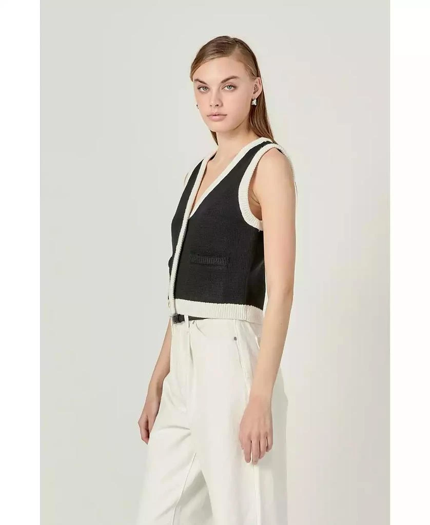 English Factory Women's Black and white knit vest 4