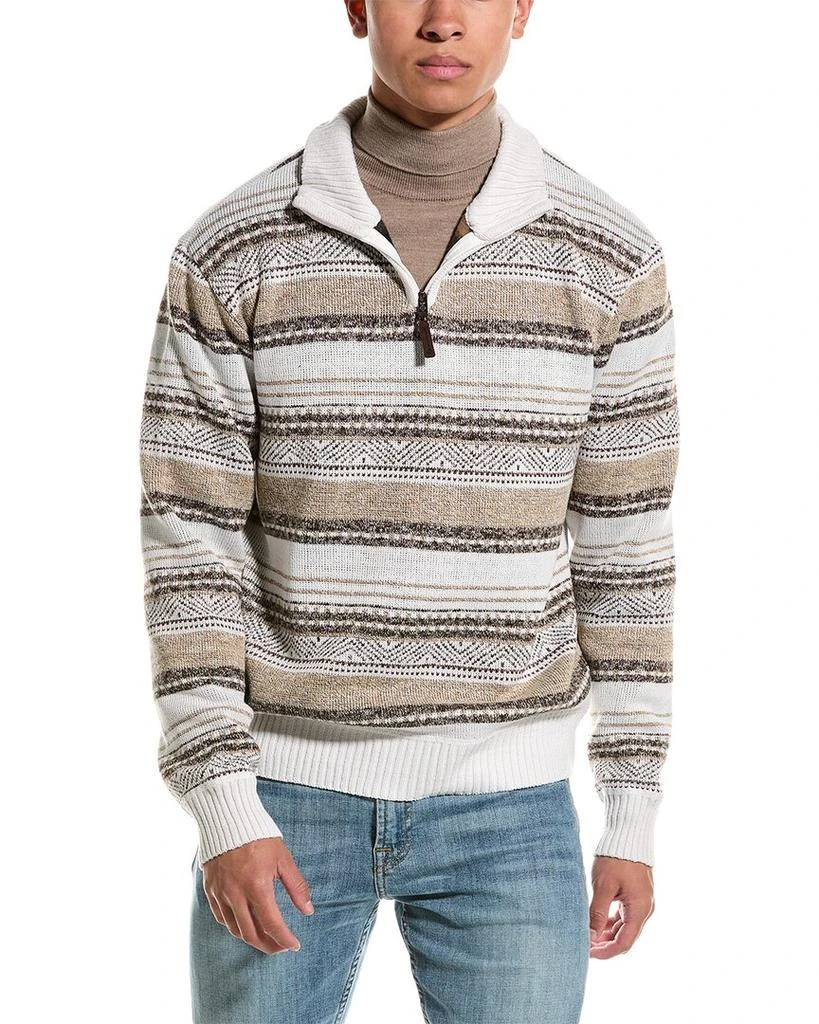 Point Zero Mock Zip Striped Texture 1/4-Zip Sweater 1