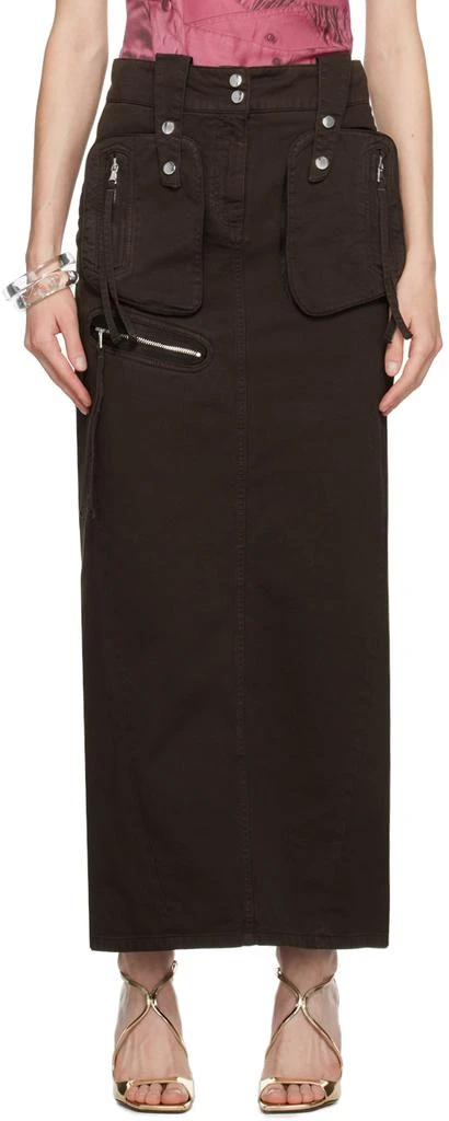 BLUMARINE Brown Pockets Maxi Skirt 1