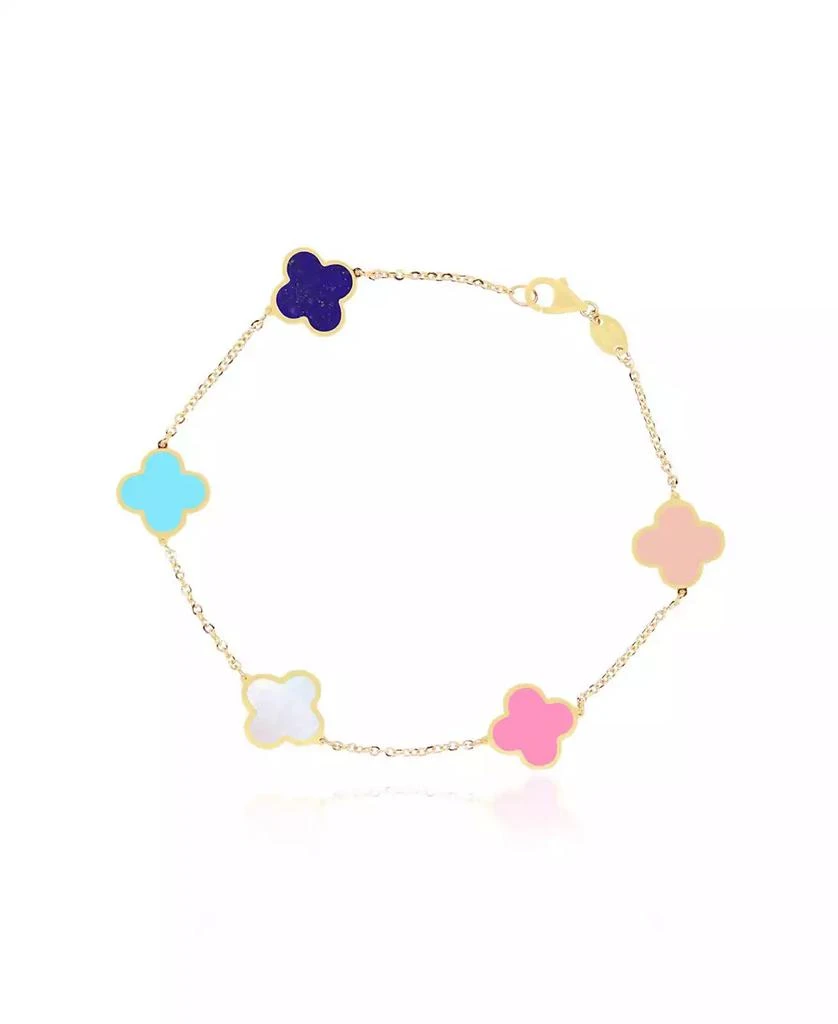 The Lovery Small Pastel Mixed Clover Bracelet 14K Gold