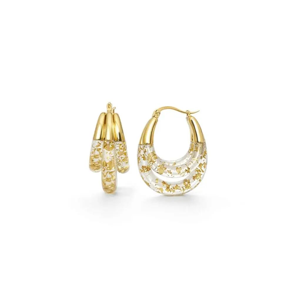 Gold & Honey Gold & Honey - Women's Triple Hoop Lucite Earrings