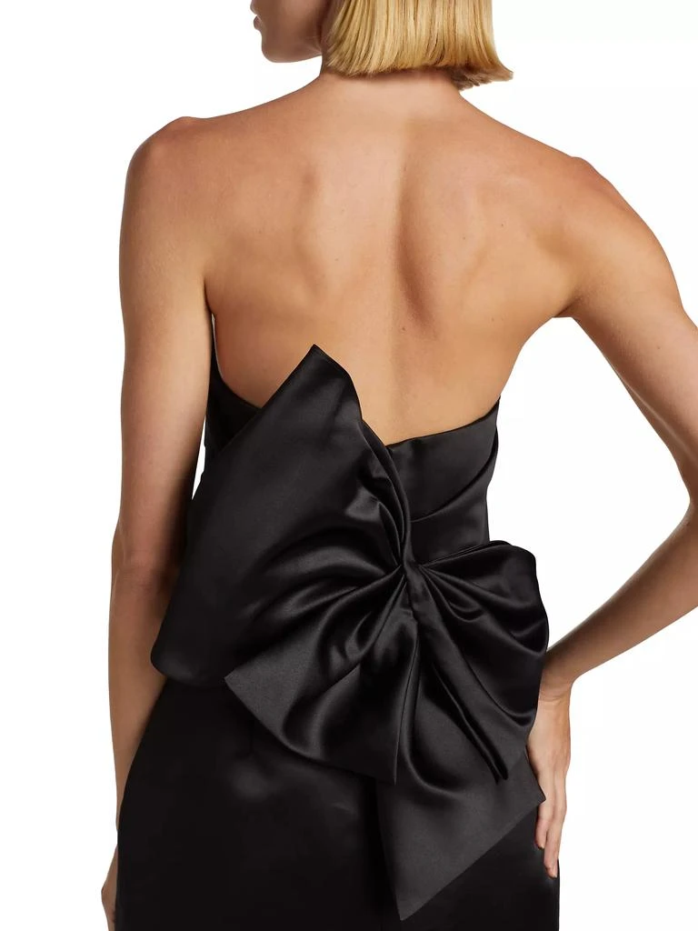 Amsale Duchess Satin Bow-Back Midi-Dress 6