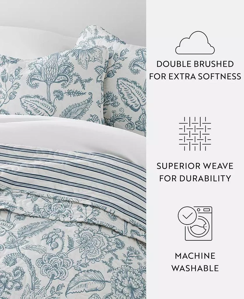 IENJOY HOME Jacobean and Stripe Reversible 3-Pc. Lightweight Quilt Set 4