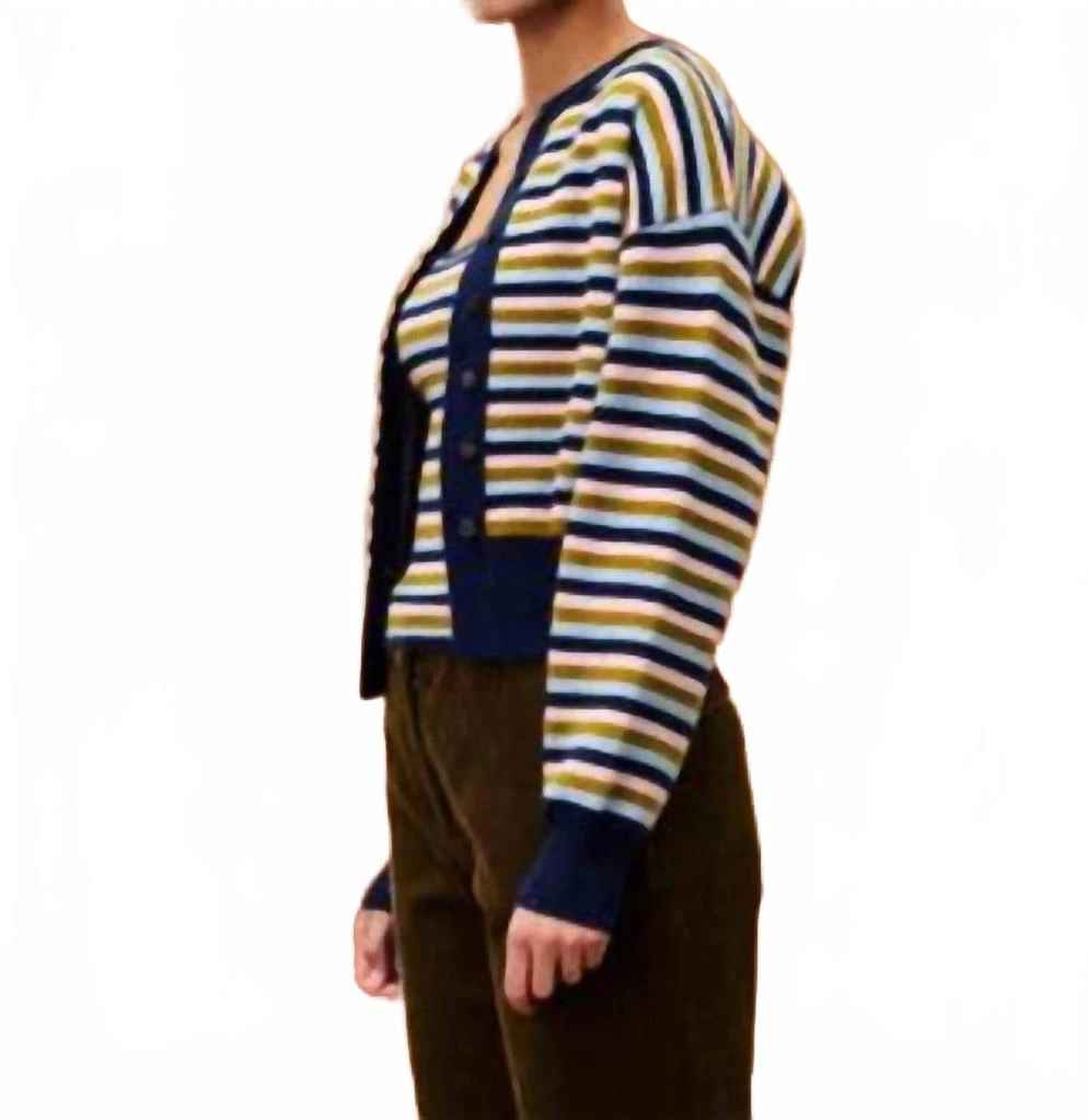 FRNCH Amande Stripe Cardigan In Blue 2