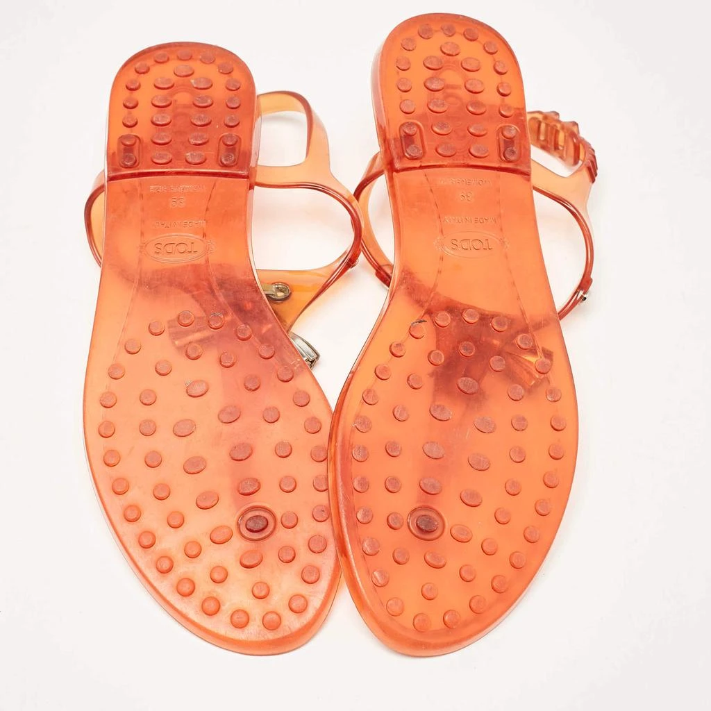 Tod's Tod's Orange Jelly Tassel Thong Slingback Flat Sandals Size 39 6