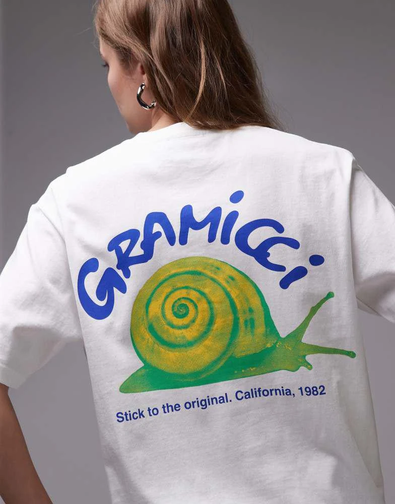 Gramicci Gramicci snail graphic t-shirt in white 3