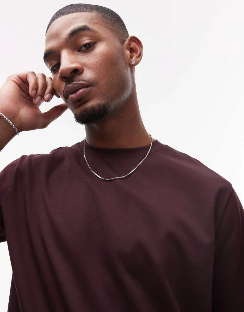 ARKET ARKET  heavy interlock jersey oversized t-shirt in burgundy 3