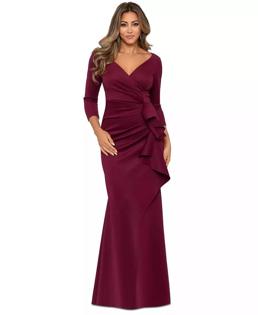 XSCAPE Petite Ruched Ruffled Gown 1