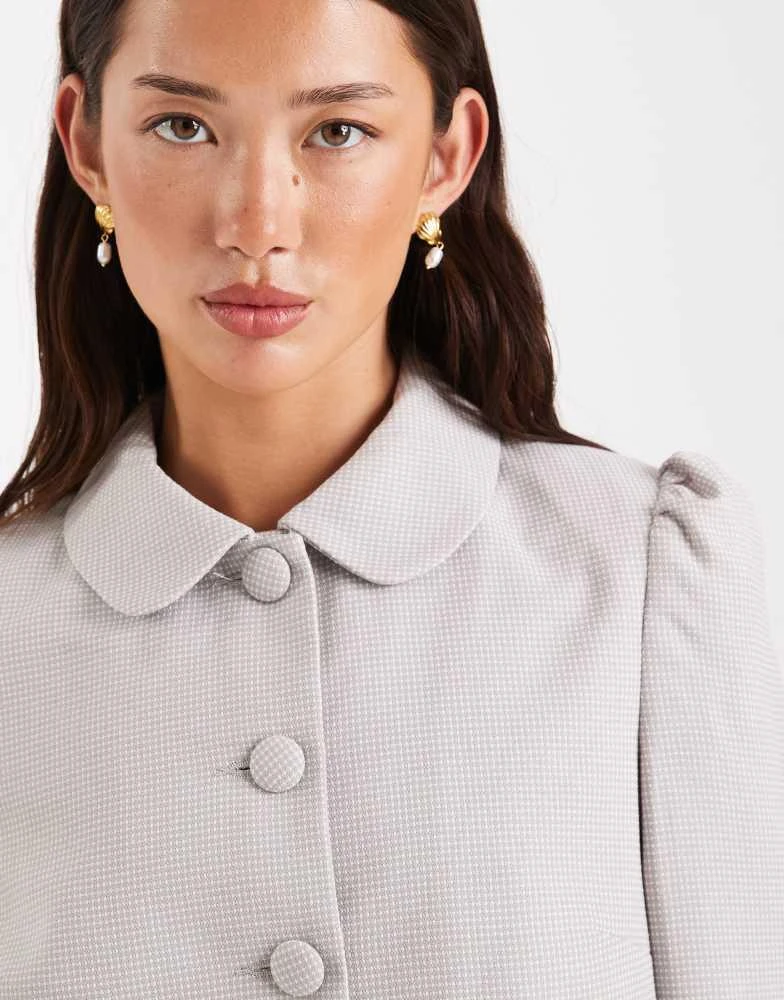 Miss Selfridge Miss Selfridge puff sleeve button through blazer co-ord in grey 4