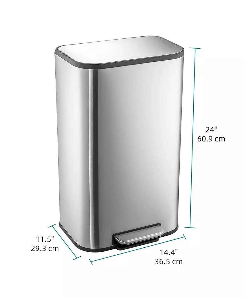 gaomon Stainless Steel Garbage Can with Lid, Step-On Pedal and Inner Bucket, Rectangular Trash Can for Kitchen 3