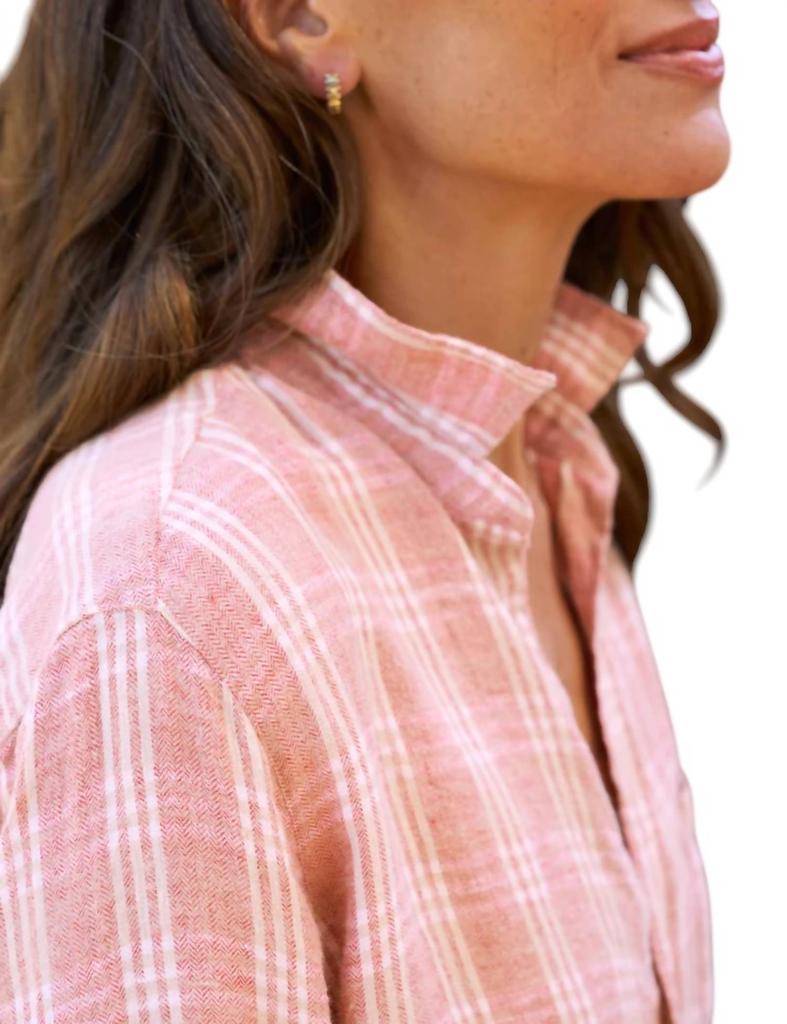 Frank & Eileen Eileen Relaxed Button-Up Shirt In Orange And Cream Plaid