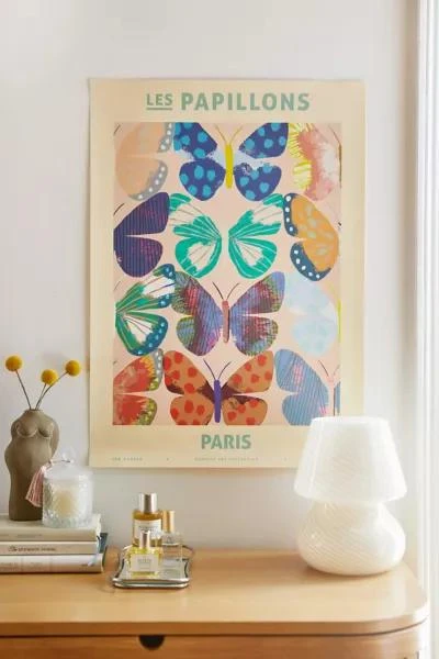 PSTR Studio PSTR Studio Zoe Wodarz Les Papillons - Paris Frameless Art Print 1