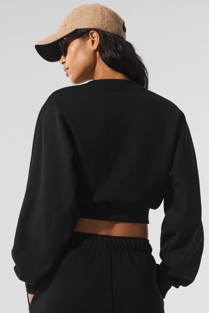 Alo Cropped Accolade Crewneck - Black - Hoodies - Free Shipping